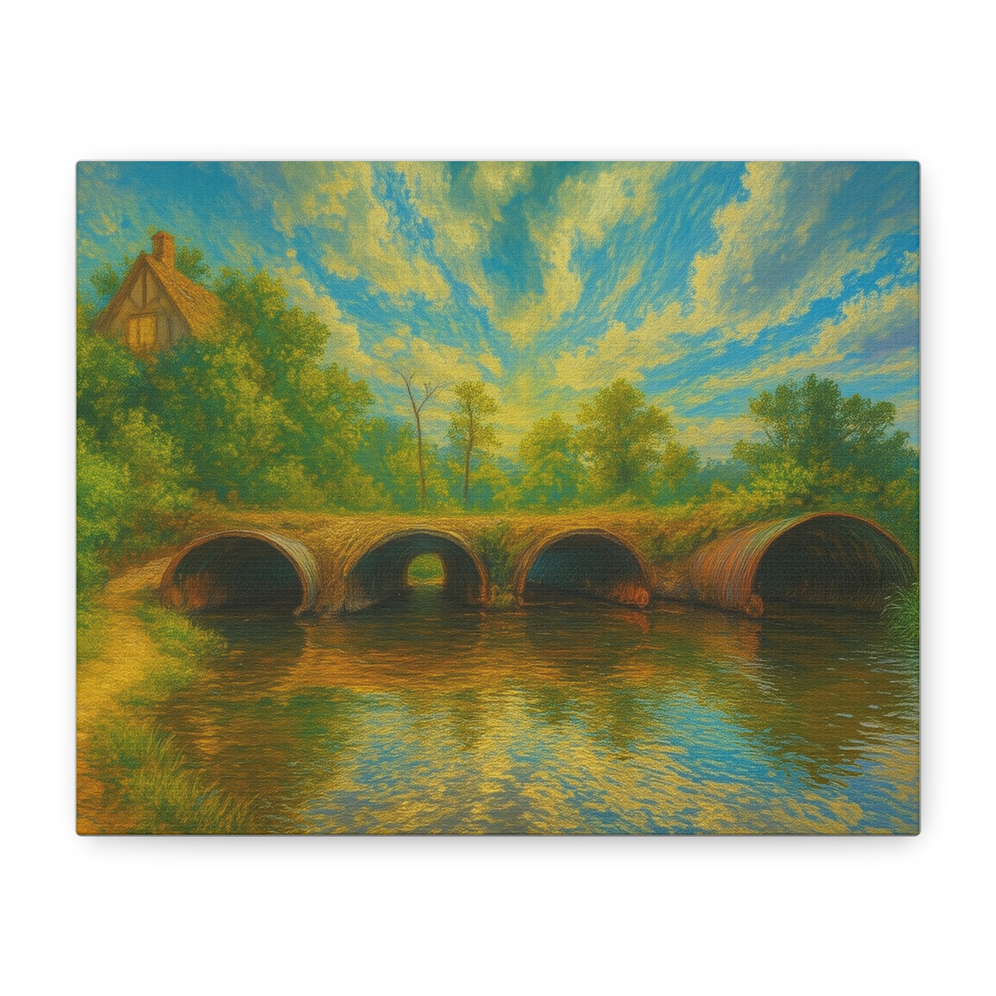 Four Tranquil Pipes at the Summer Cottage on Canvas